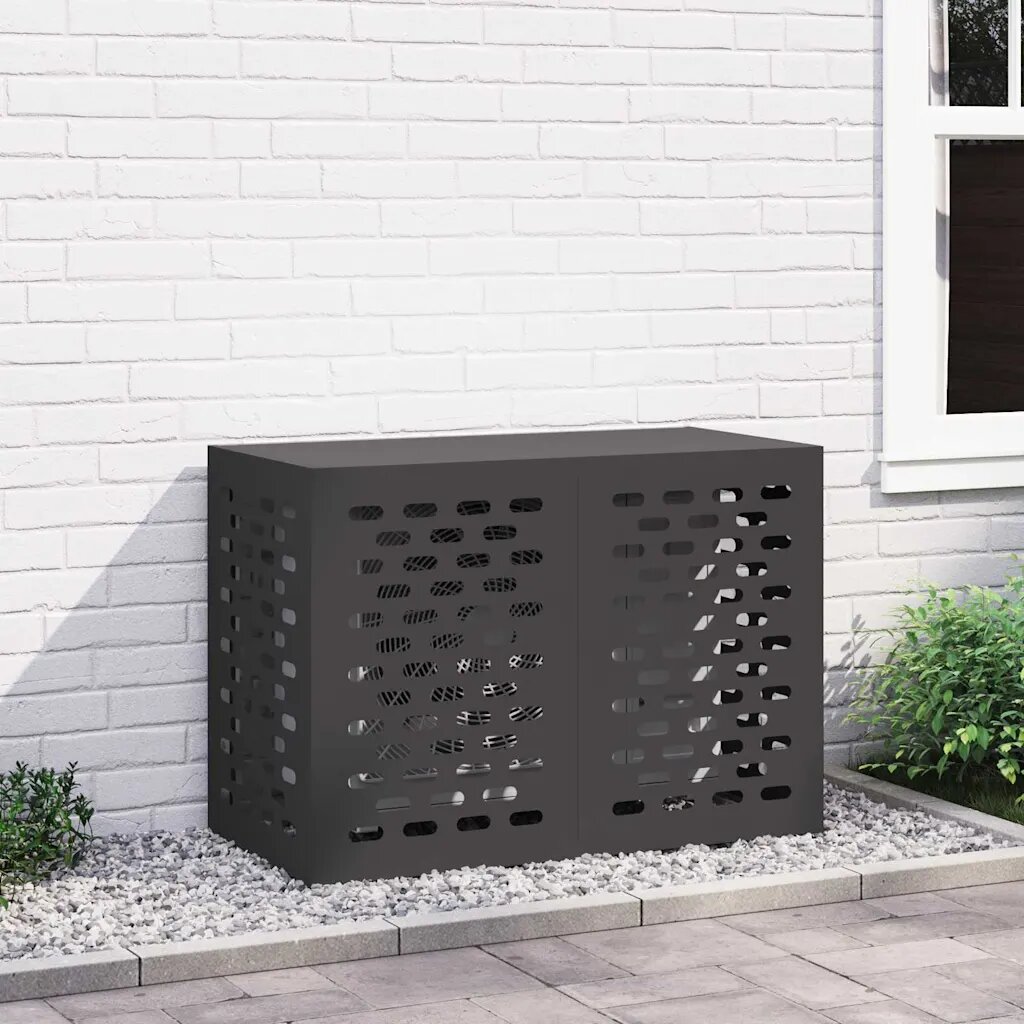 vidaXL Покритие за климатик Черно 100 x 50 x 70 cm Поцинкована стомана