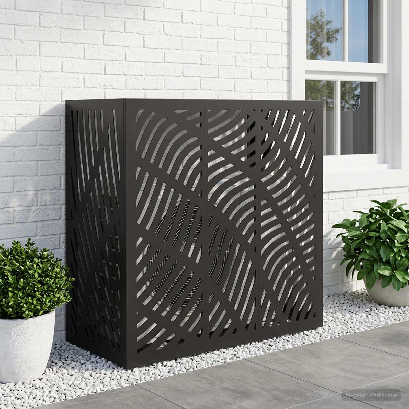 vidaXL Покритие за климатик Черно 110 x 50 x 105 cm Стомана