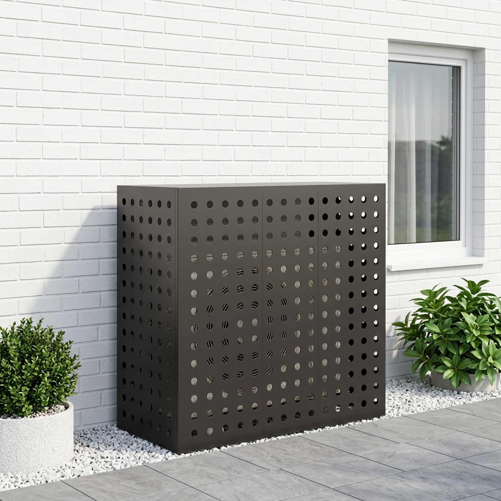 vidaXL Покритие за климатик Черно 110 x 50 x 105 cm Стомана