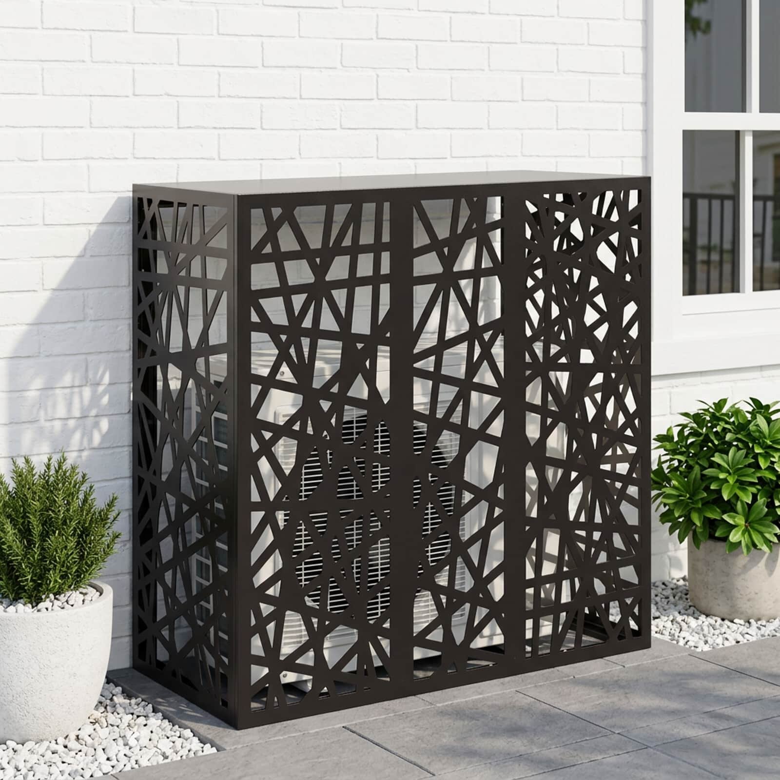vidaXL Покритие за климатик Черно 110 x 50 x 105 cm Стомана