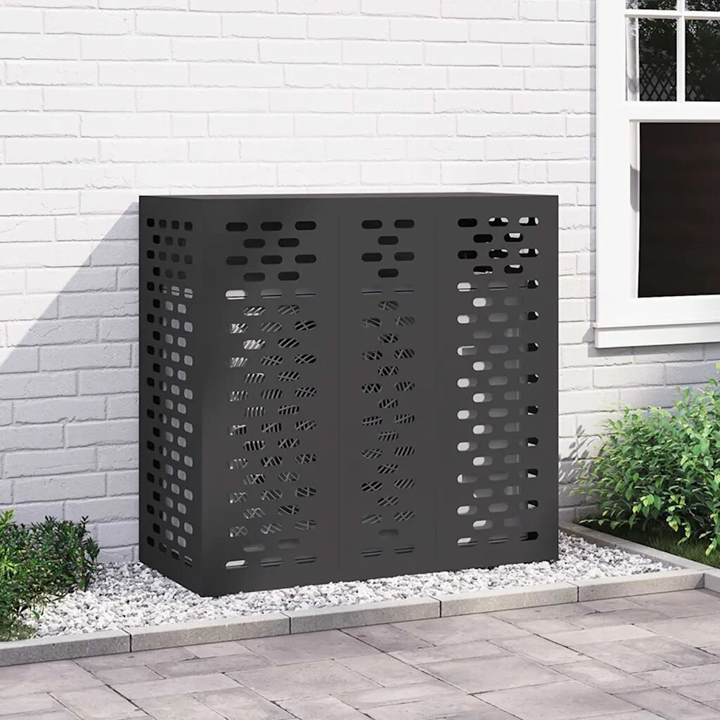 vidaXL Покритие за климатик Черно 110 x 50 x 105 см Стомана