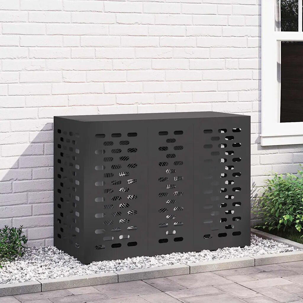 vidaXL Покритие за климатик Черно 110 x 50 x 80 cm Стомана