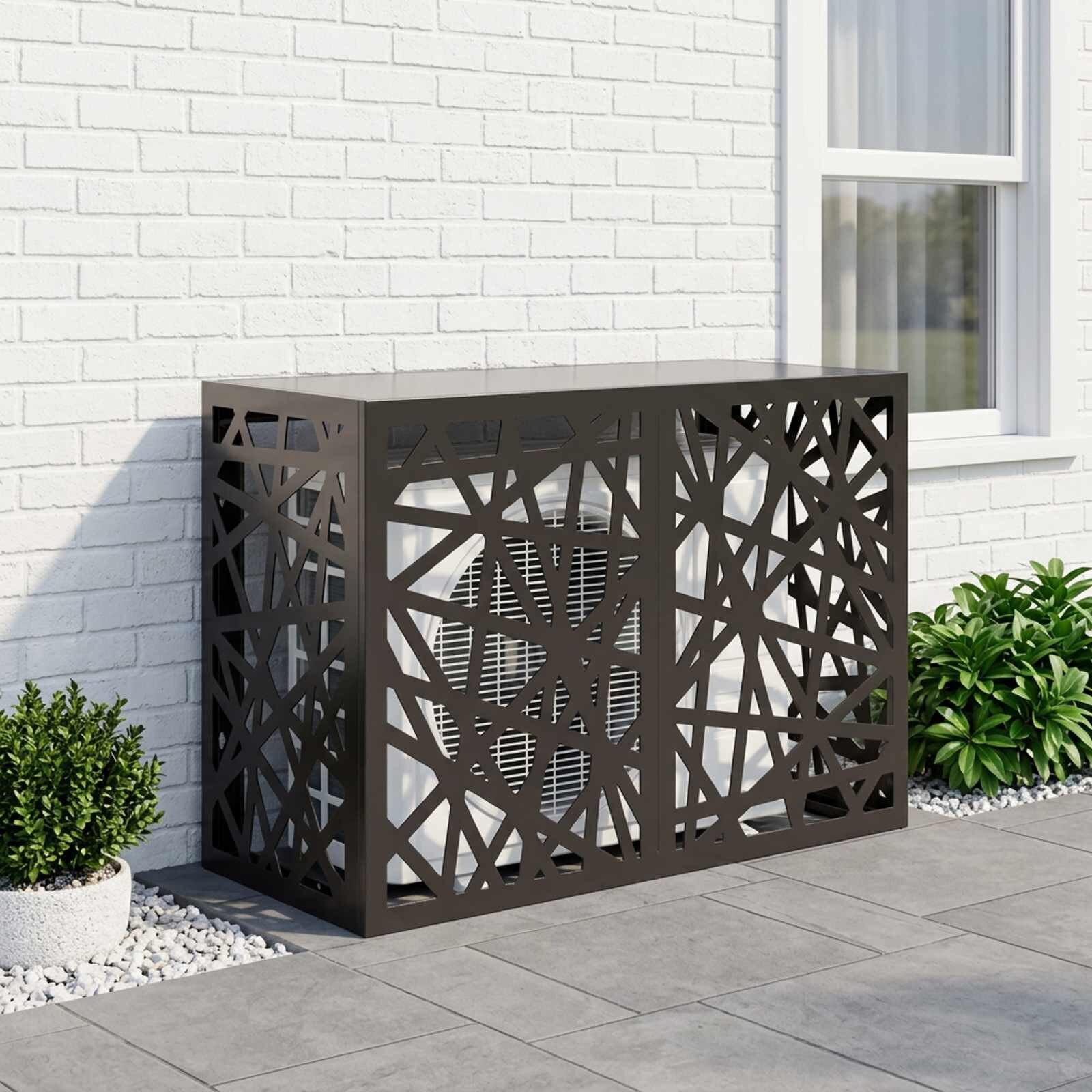 vidaXL Покритие за климатик Черно 90 x 40 x 60 cm Стомана