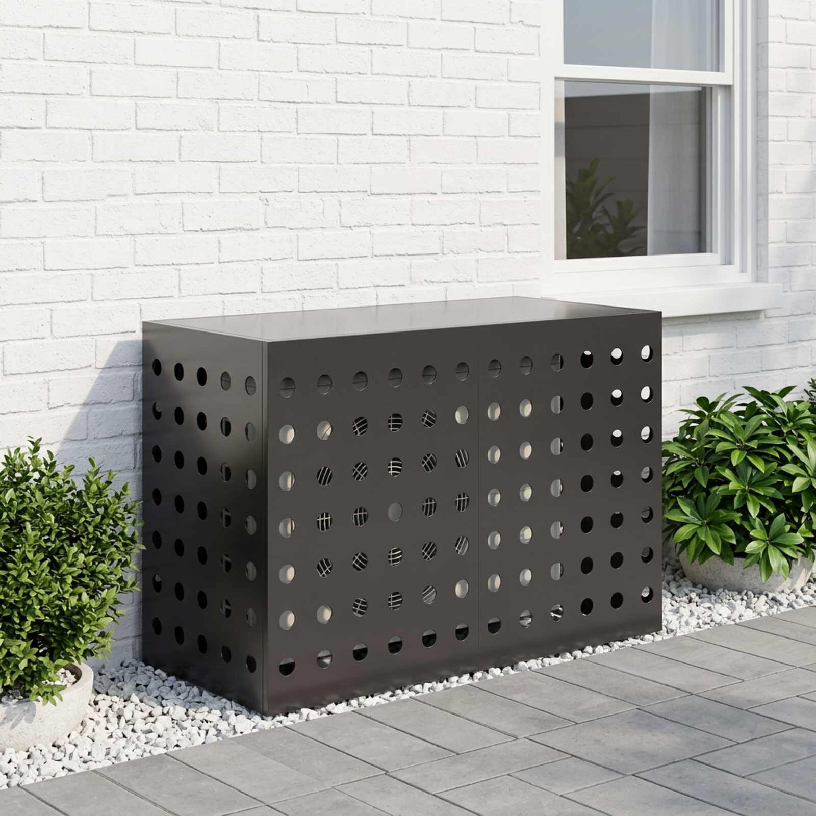 vidaXL Покритие за климатик Черно 90 x 40 x 60 cm Стомана