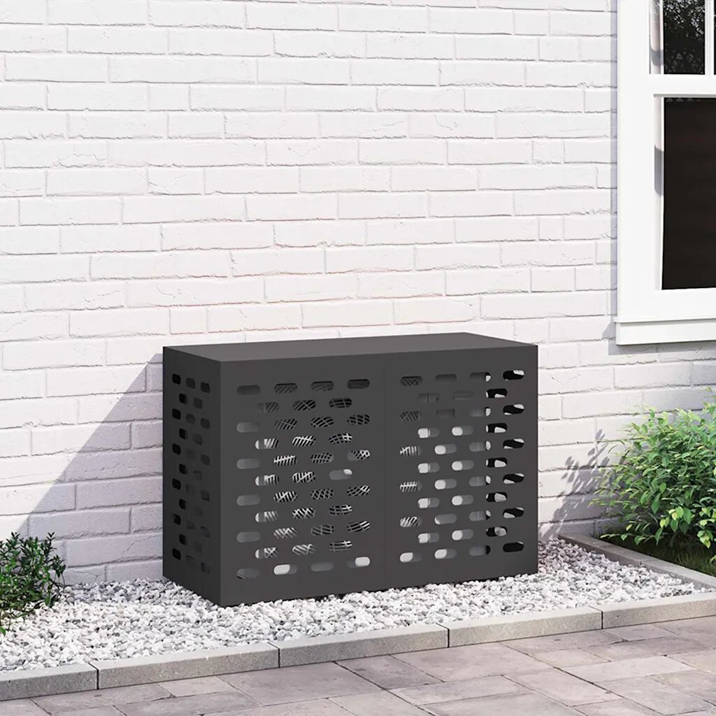 vidaXL Покритие за климатик Черно 90 x 40 x 60 см Стомана