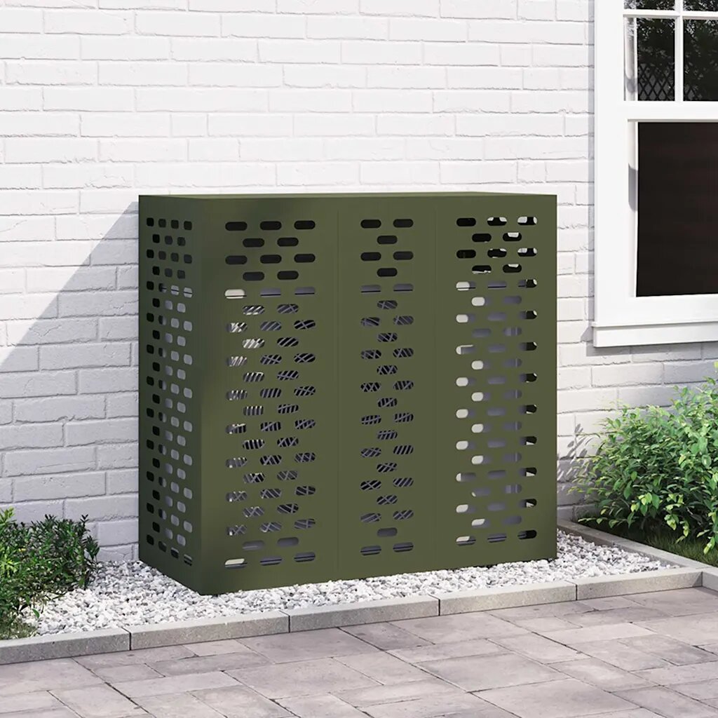 vidaXL Покритие за климатик Маслиненозелено 110 x 50 x 105 см Стомана