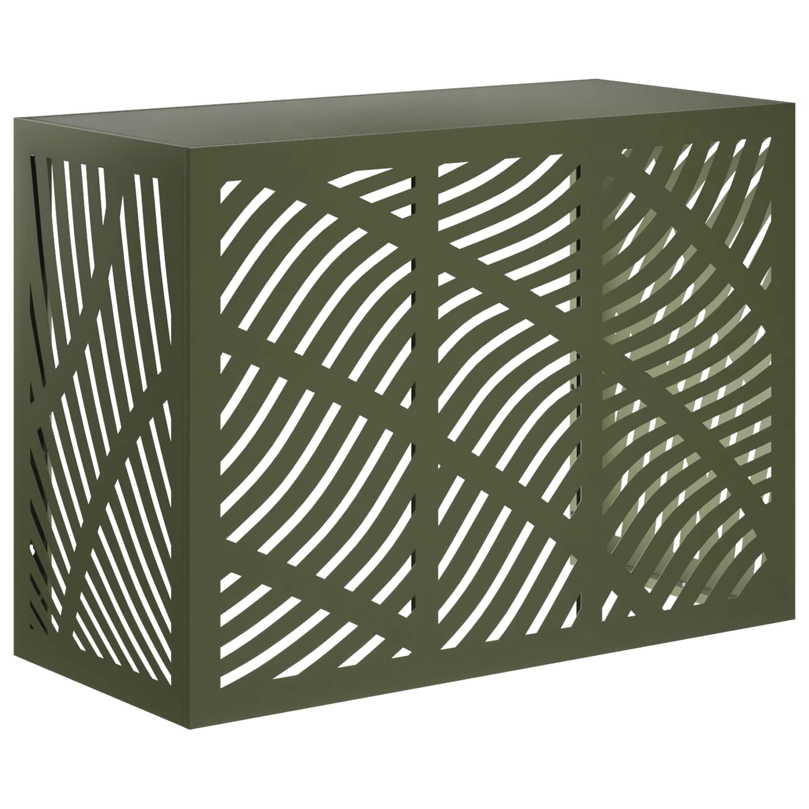 vidaXL Покритие за климатик Маслиненозелено 110 x 50 x 80 cm Стомана