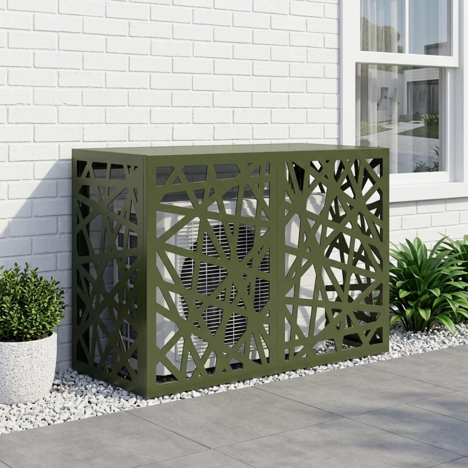 vidaXL Покритие за климатик Маслиненозелено 90 x 40 x 60 cm Стомана
