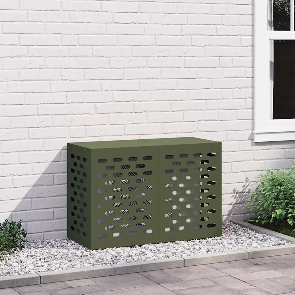 vidaXL Покритие за климатик Маслиненозелено 90 x 40 x 60 см Стомана