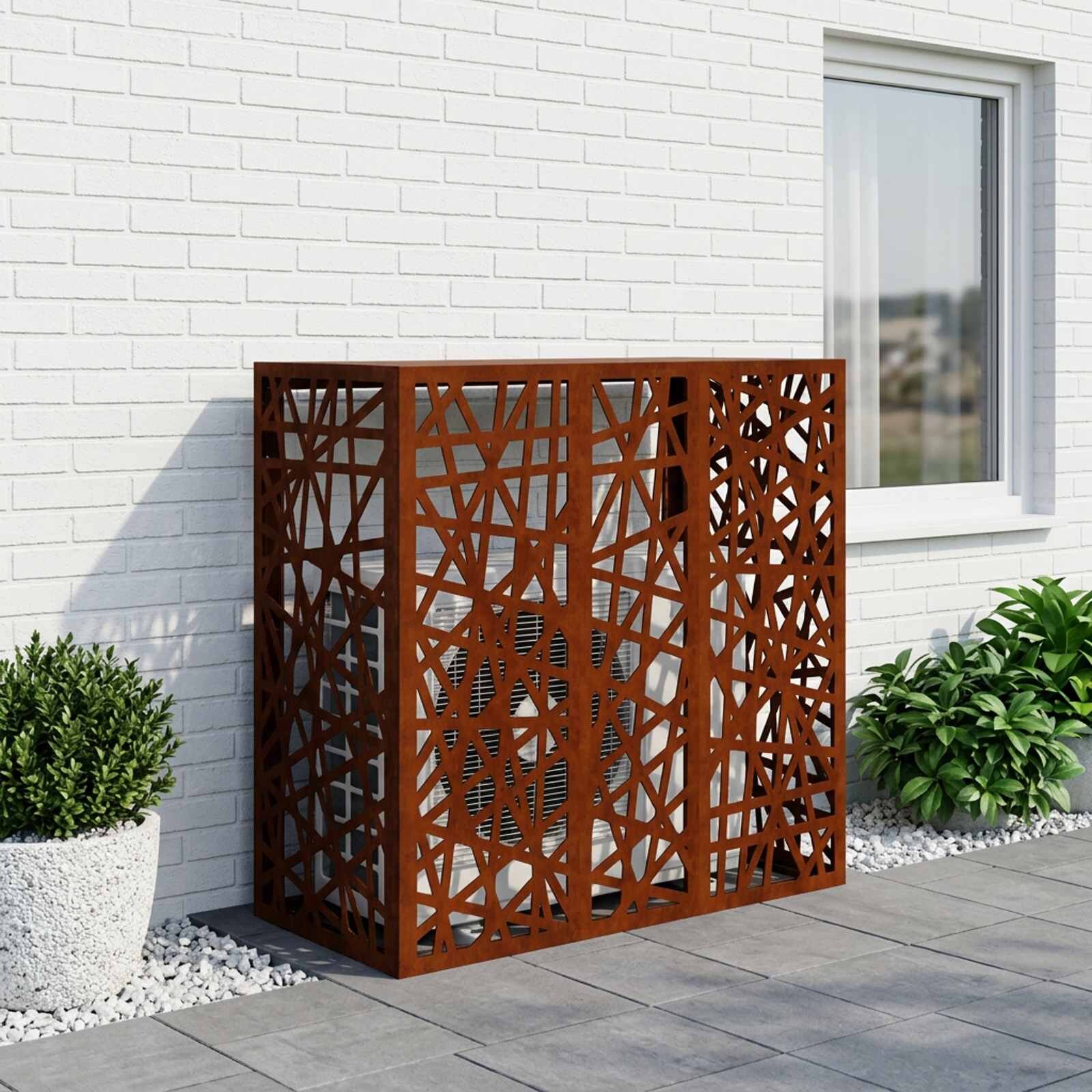 vidaXL Покритие за климатик Ръждясало 110 x 50 x 105 см