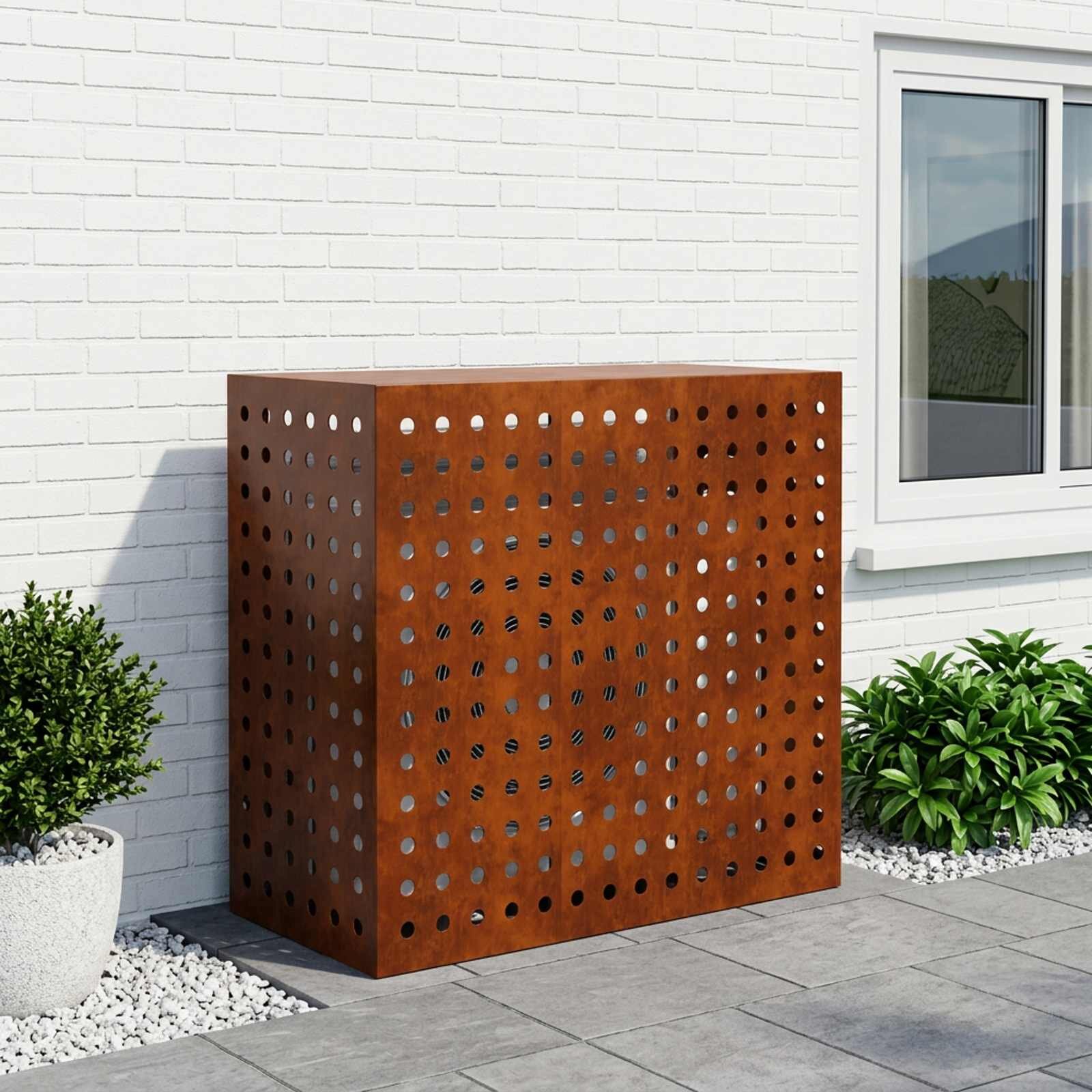 vidaXL Покритие за климатик Ръждясало 110 x 50 x 105 см