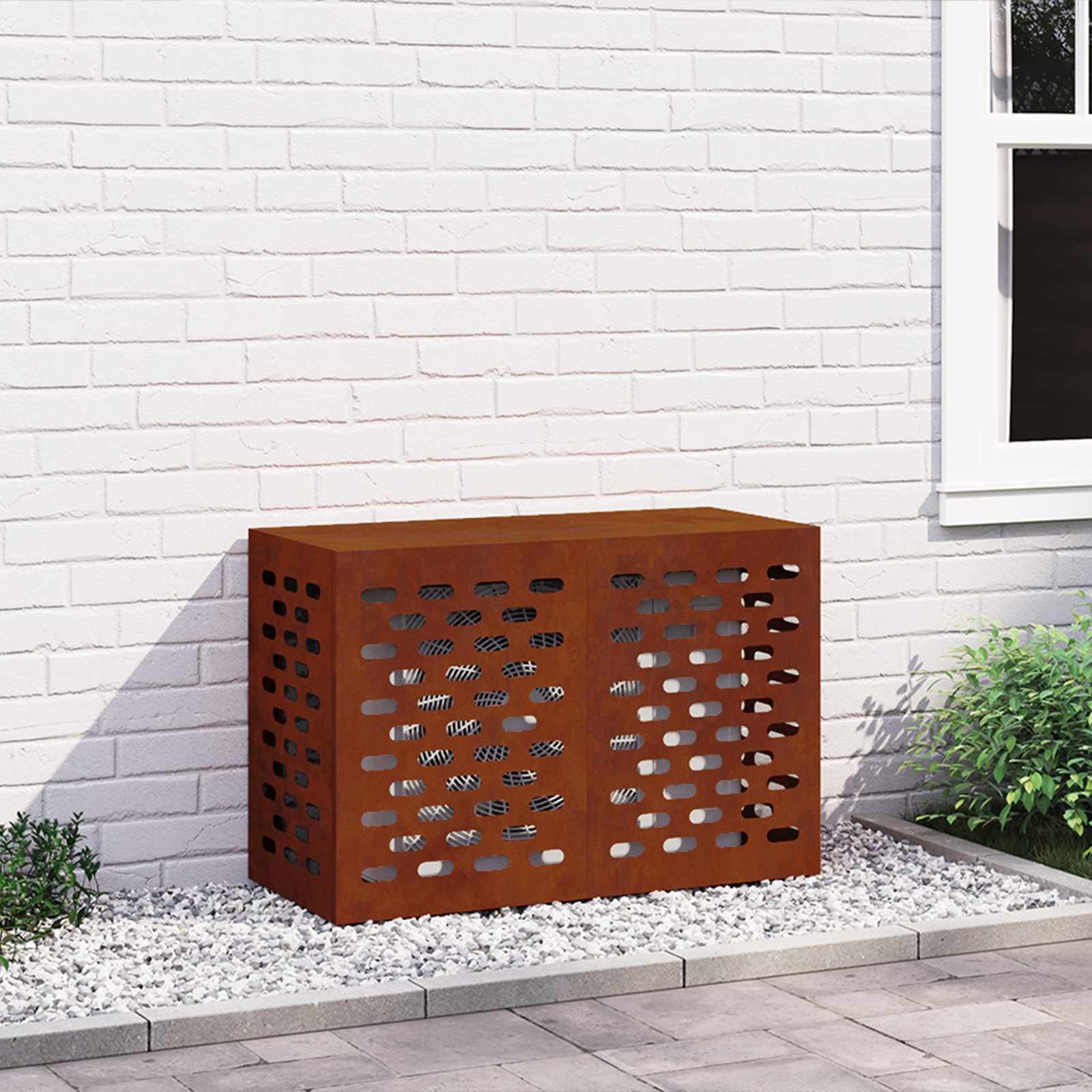 vidaXL Покритие за климатик Ръждясало 90 x 40 x 60 см