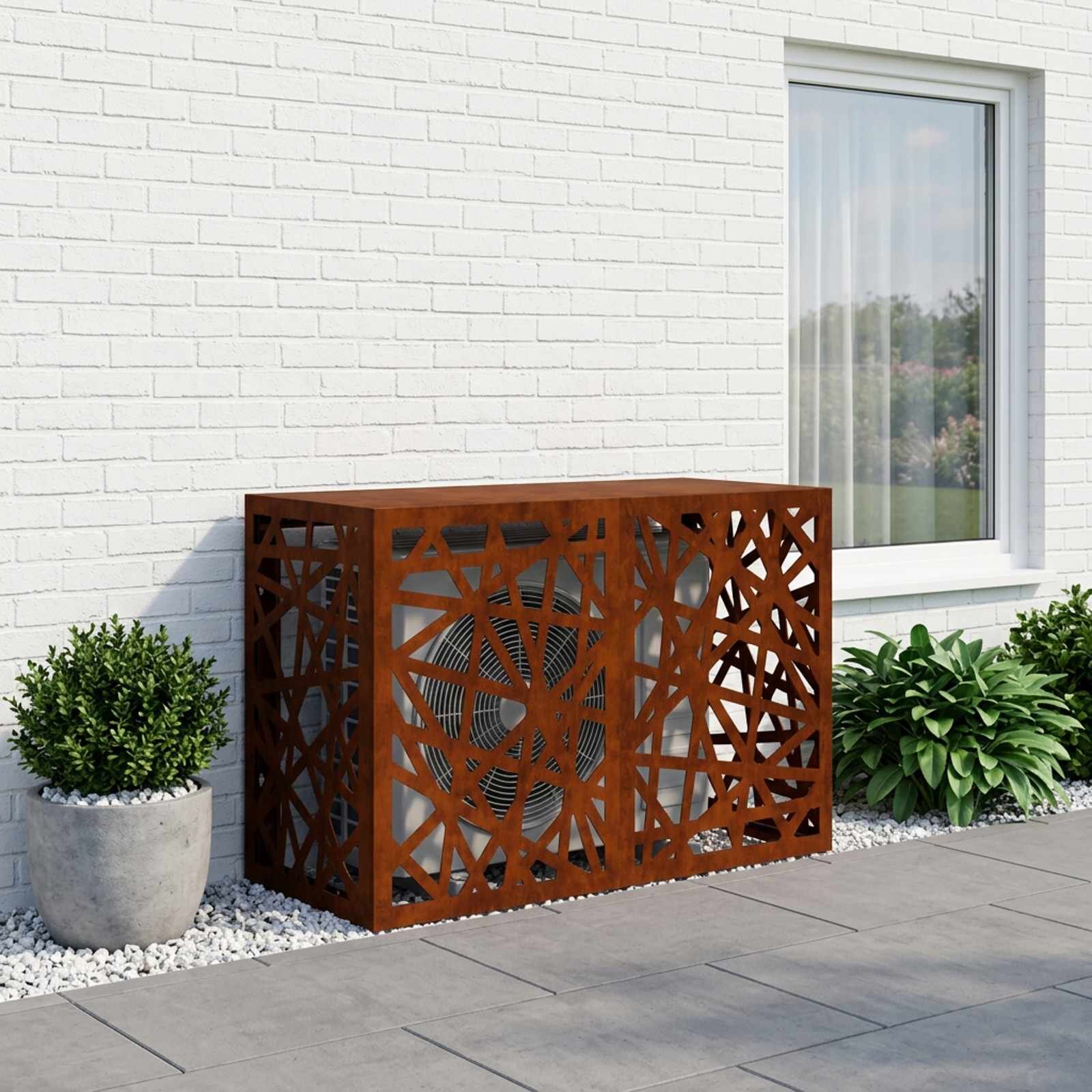 vidaXL Покритие за климатик Ръждясало 90 x 40 x 60 см