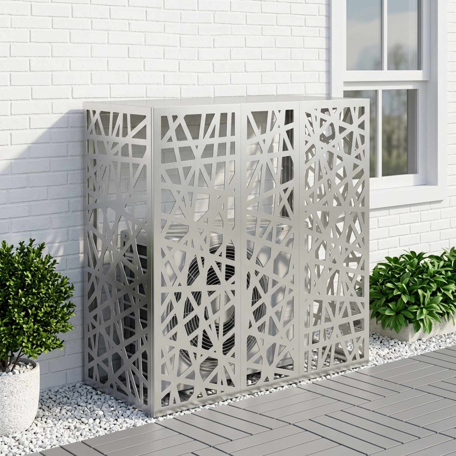 vidaXL Покритие за климатик Сребристо 110 x 50 x 105 см