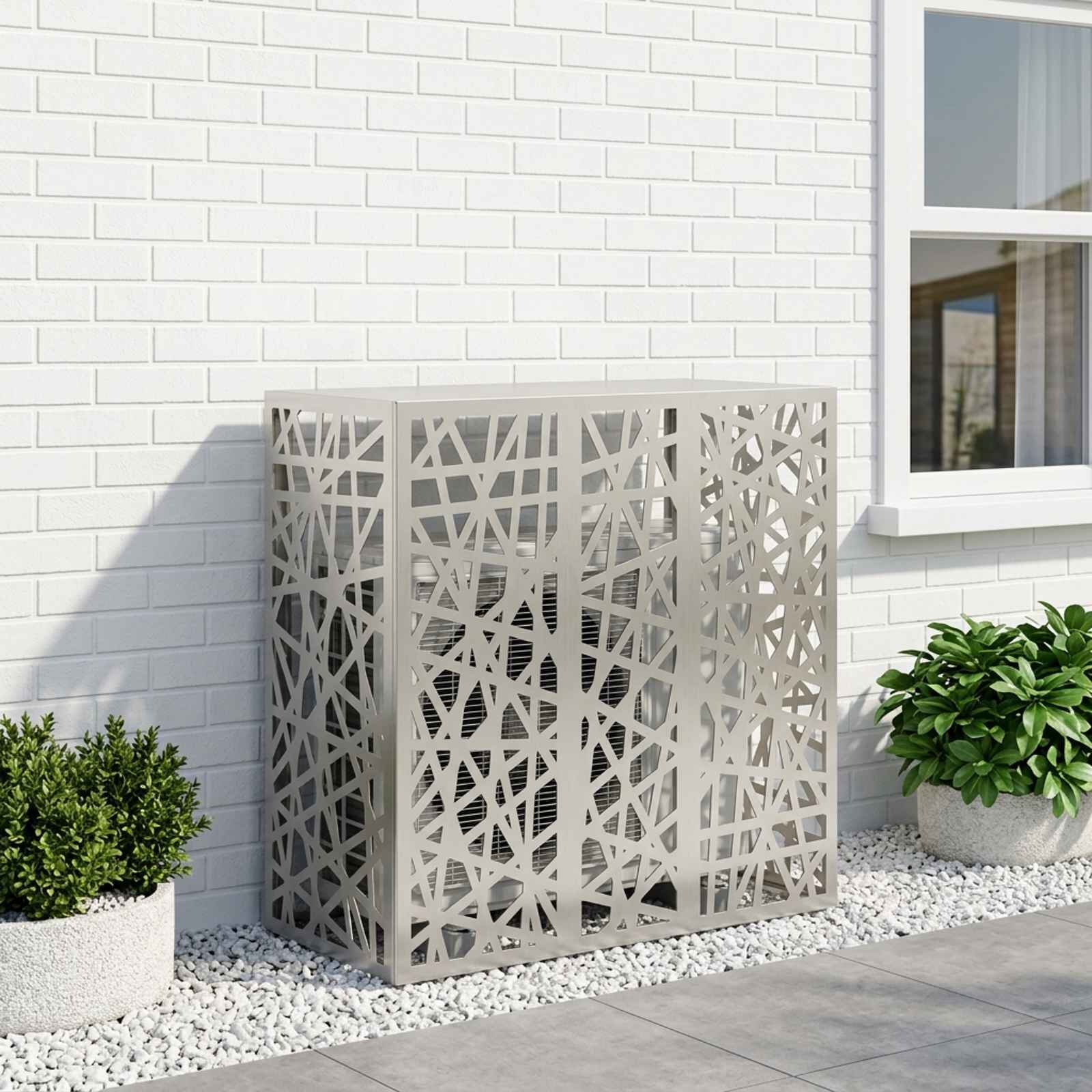 vidaXL Покритие за климатик Сребристо 110 x 50 x 105 см