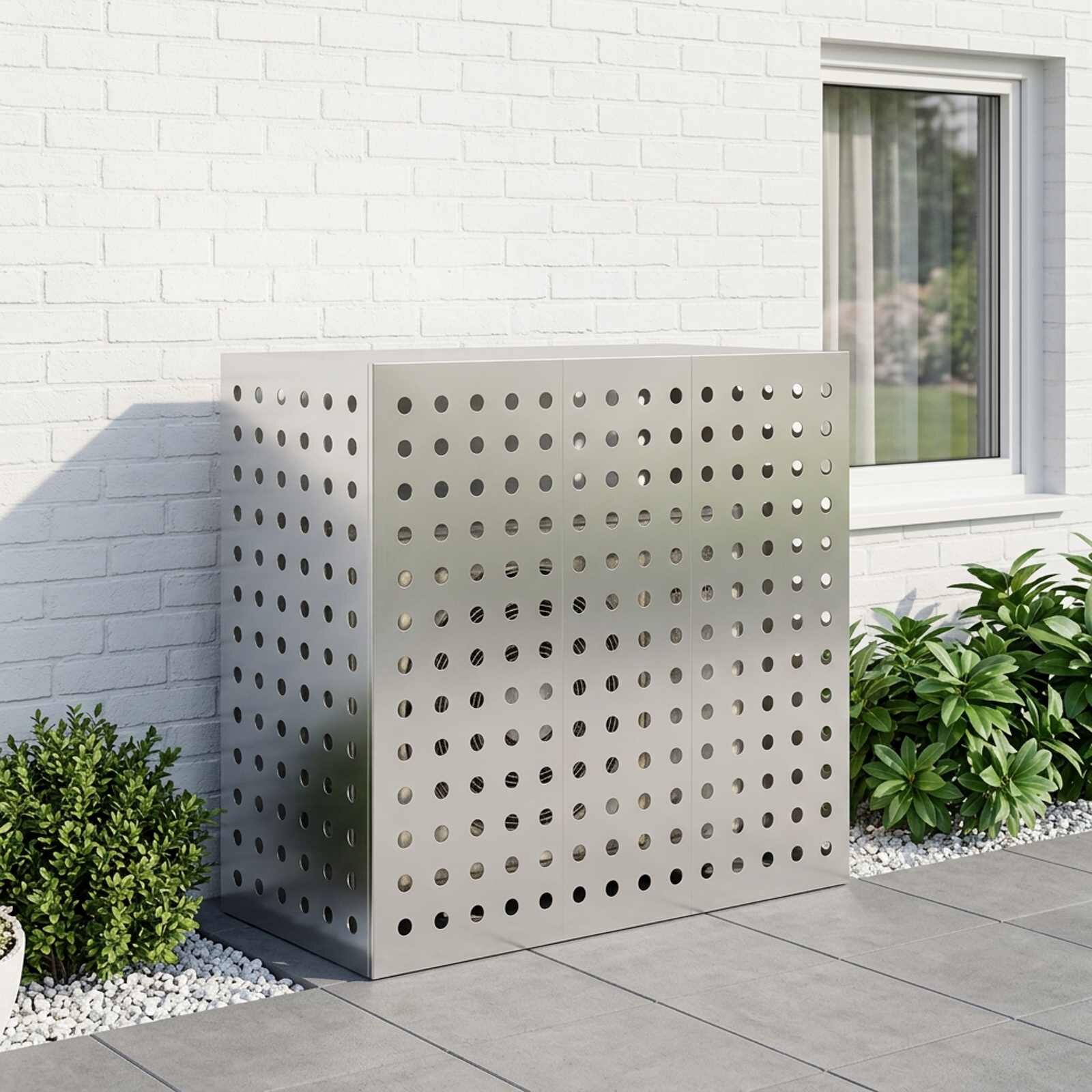 vidaXL Покритие за климатик Сребристо 110 x 50 x 105 см