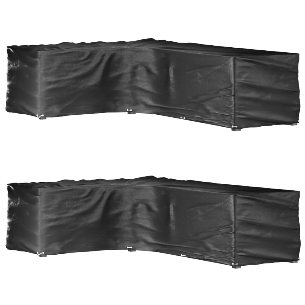 vidaXL Покривала за ъглови градински мебели 2 бр 18 капси 220x285x80см