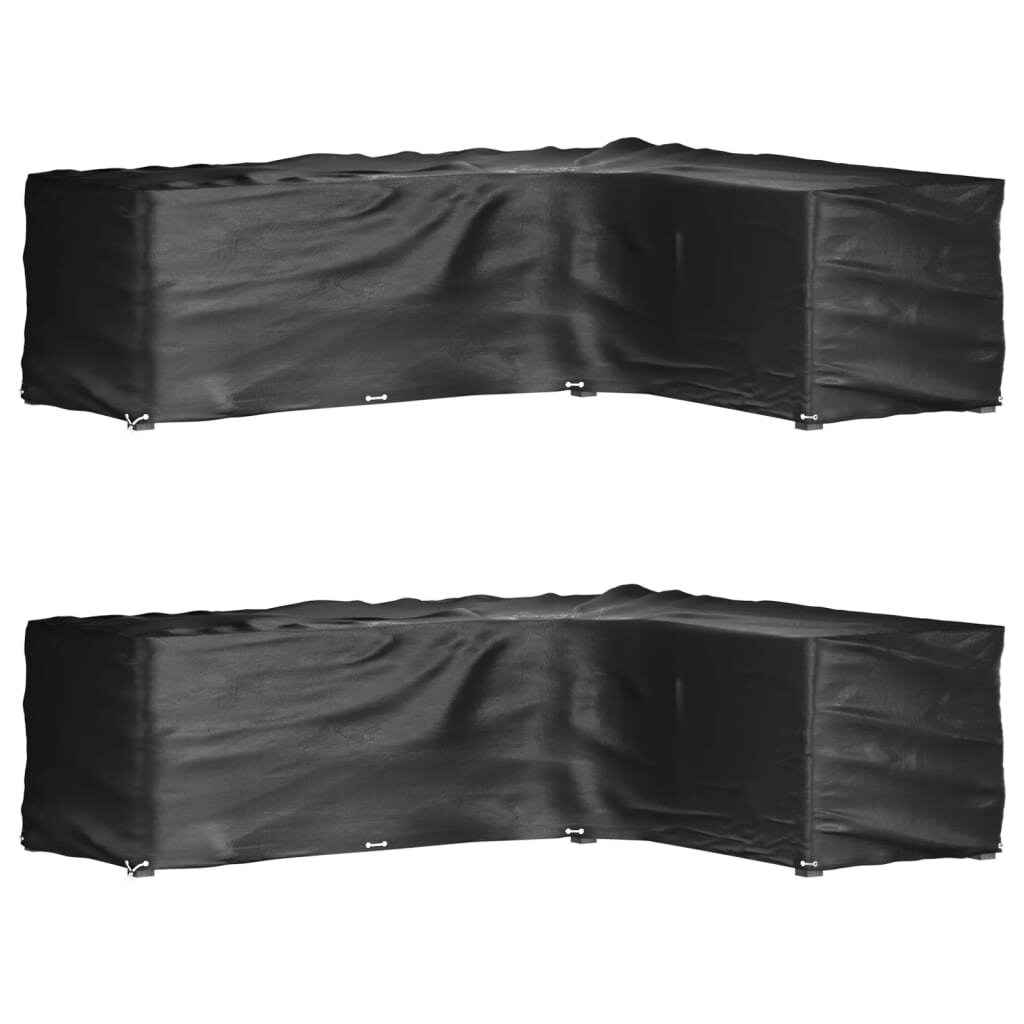 vidaXL Покривала за ъглови градински мебели 2 бр 18 капси 285x220x80см