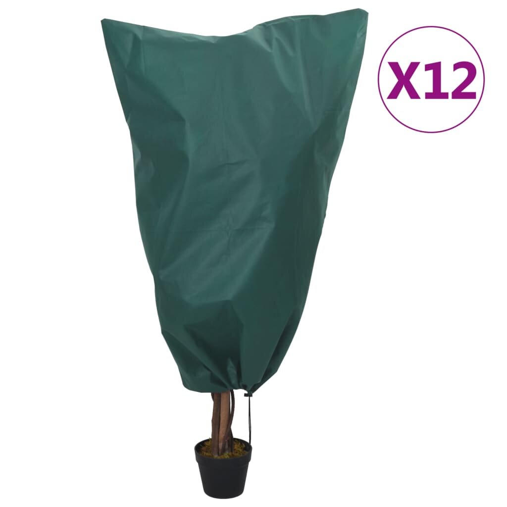 vidaXL Покривала за растения с шнур 12 бр 70 г/м² 08x12 м