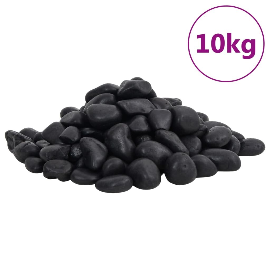 vidaXL Полирани камъчета 10 кг черни 2-5 см