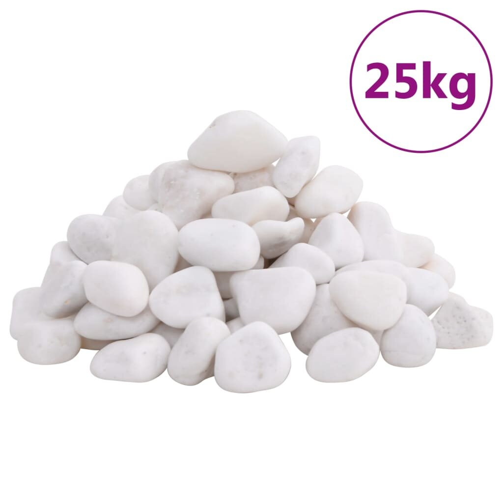 vidaXL Полирани камъчета 25 кг бели 2-5 см