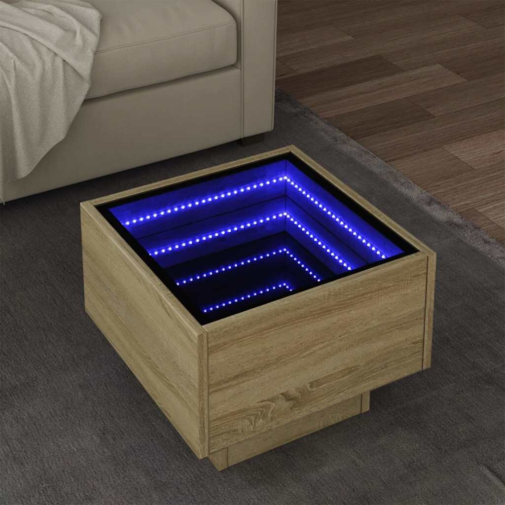 vidaXL Помощна маса с LED сонома дъб 40x40x30 см инженерно дърво