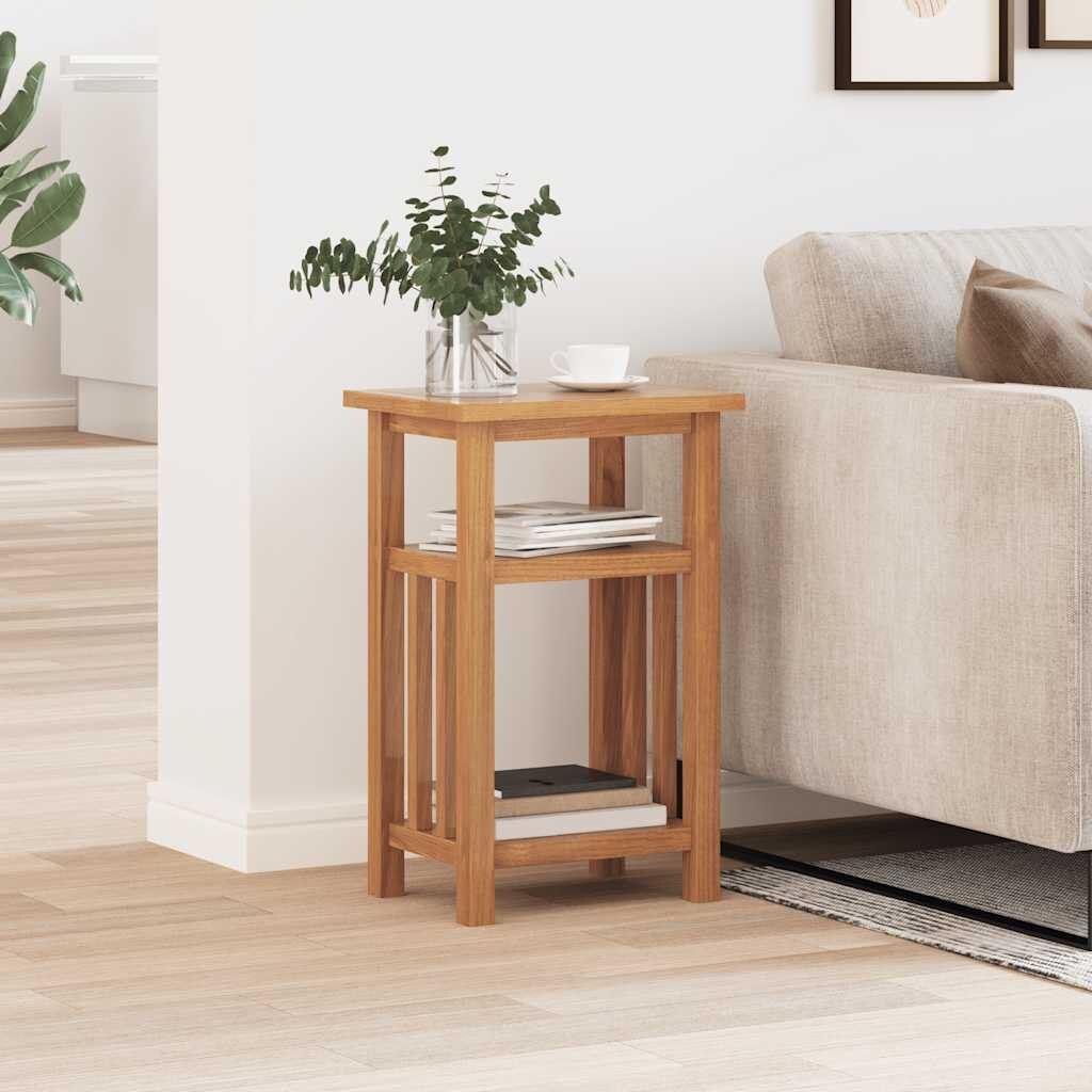 vidaXL Помощна маса с рафт за списания 27x35x55 см дъбов масив