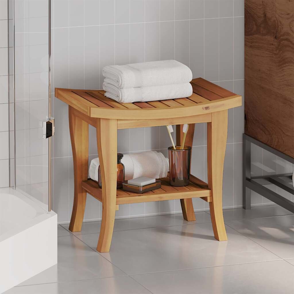 vidaXL Помощна маса за баня 50x35x45 см тиково дърво масив