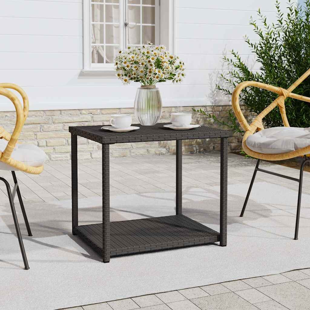 vidaXL Помощна масичка черна 55x45x49 см полиратан