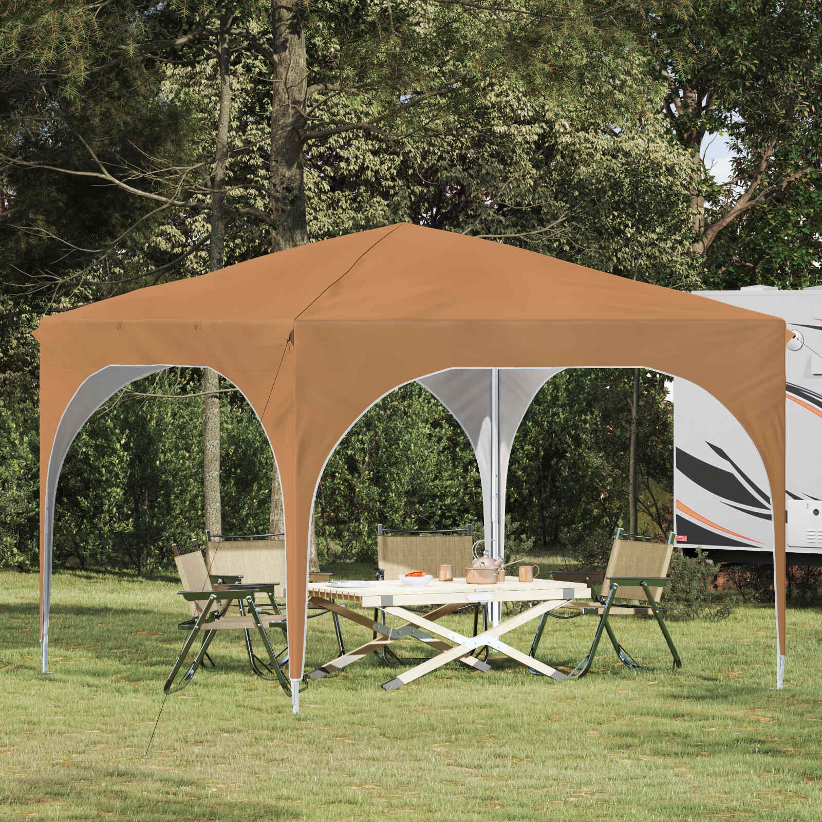 vidaXL Поп-ъп парти палатка 290 x 290 x 245 см Бежово