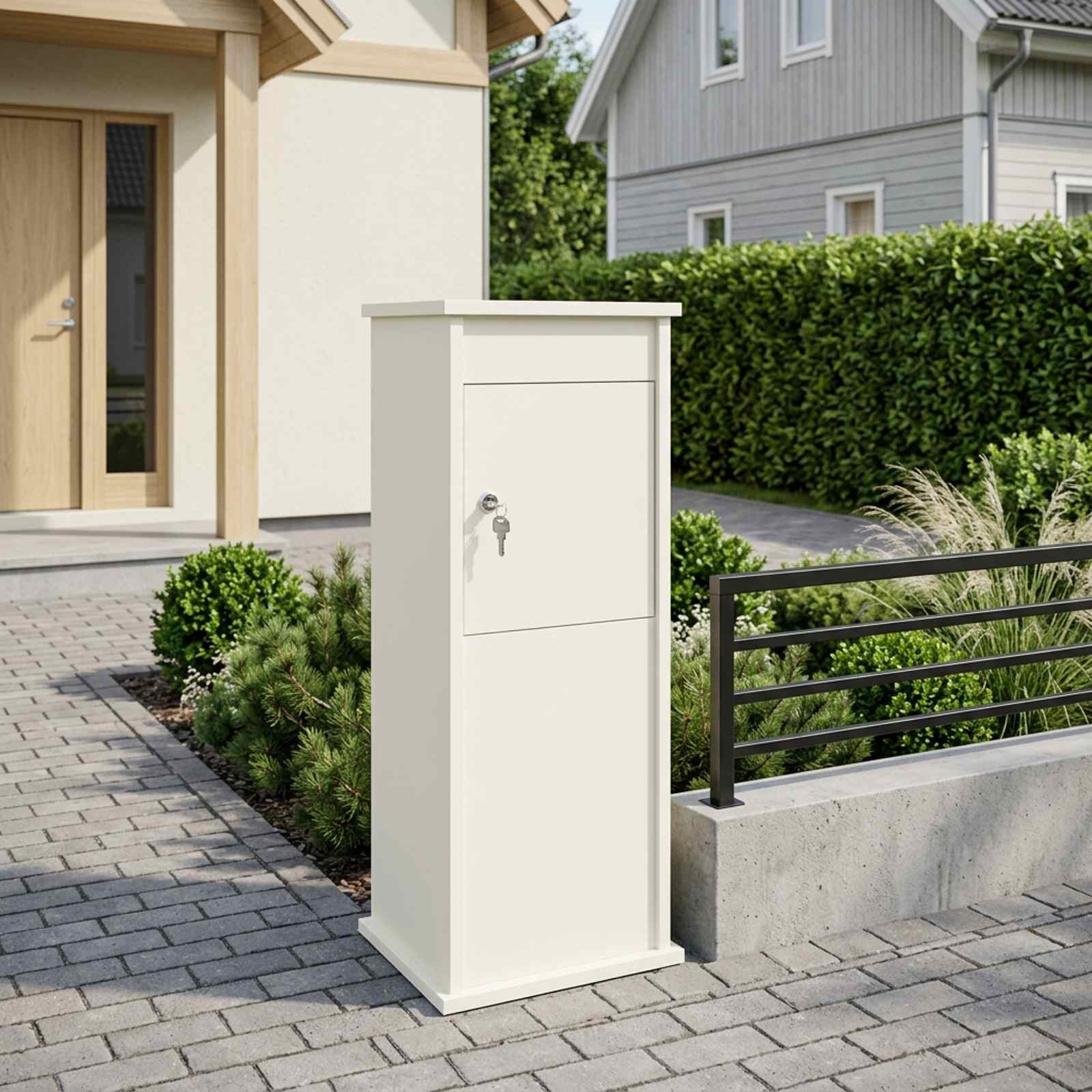 vidaXL Пощенска кутия Бяло 40 x 40 x 100 cm Стомана