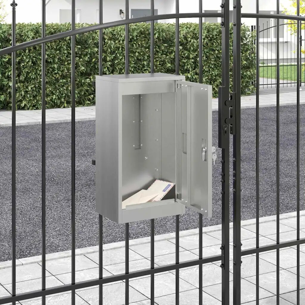 vidaXL Пощенска кутия Черно 30 x 20 x 55 см Галванизирана стомана