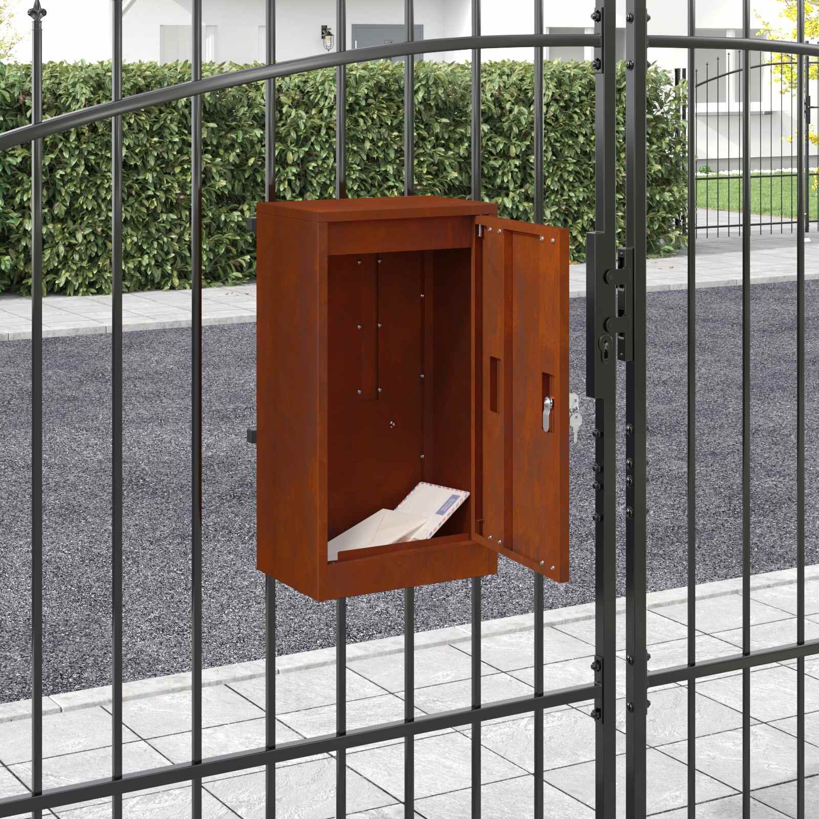 vidaXL Пощенска кутия Ръждясало 30 x 20 x 55 см Патинираща стомана