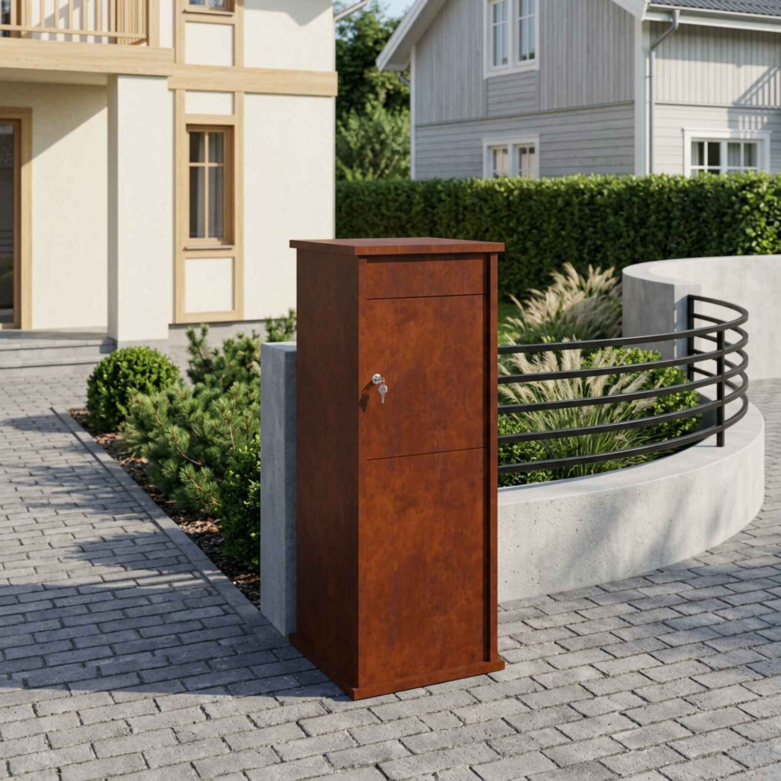 vidaXL Пощенска кутия Ръждясало 40 x 40 x 100 cm Кортенова стомана