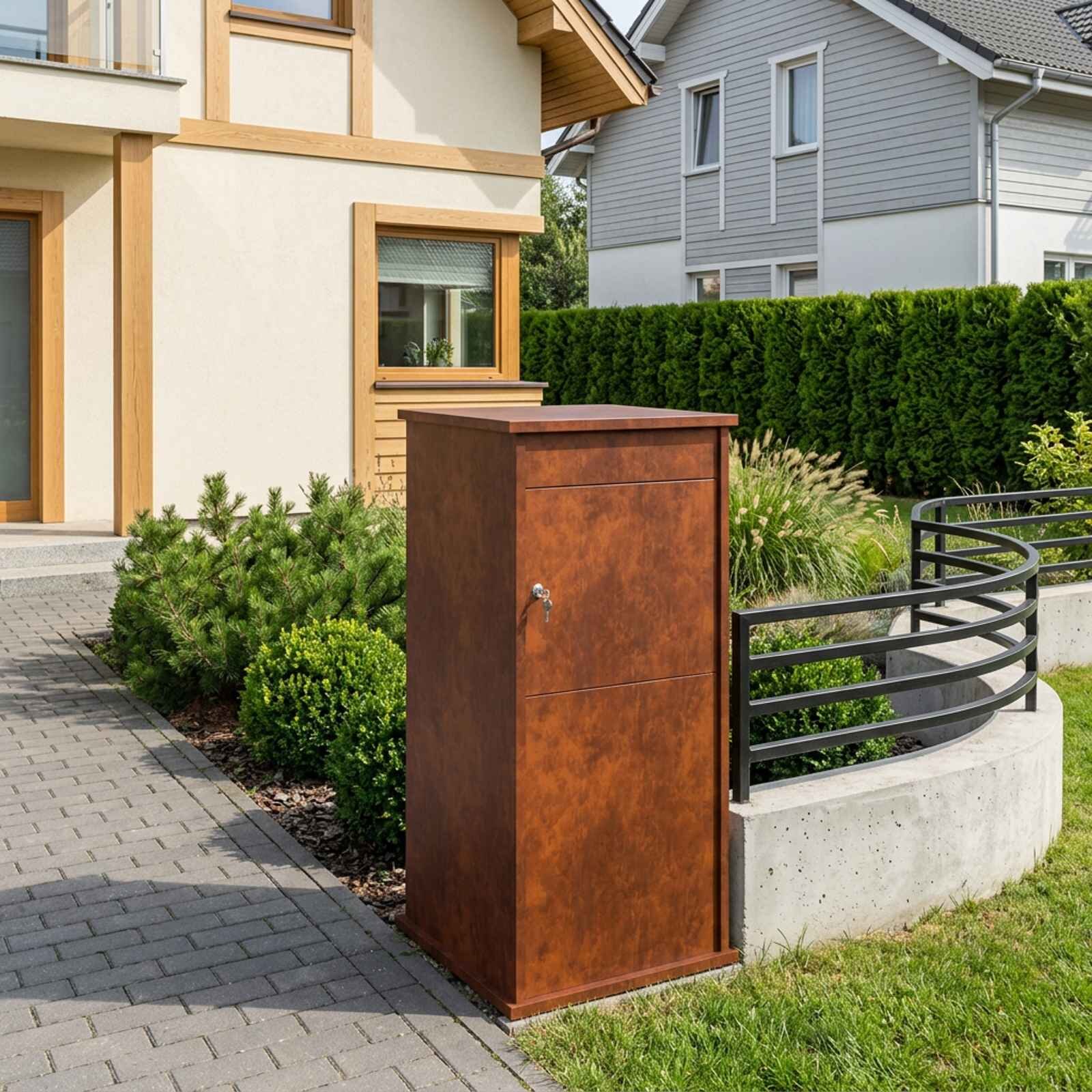 vidaXL Пощенска кутия Ръждясало 50 x 52 x 100 cm Кортенова стомана
