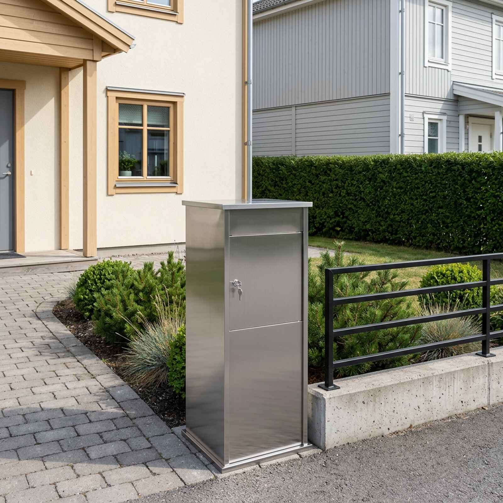 vidaXL Пощенска кутия Сребристо 40 x 40 x 100 cm Поцинкована стомана