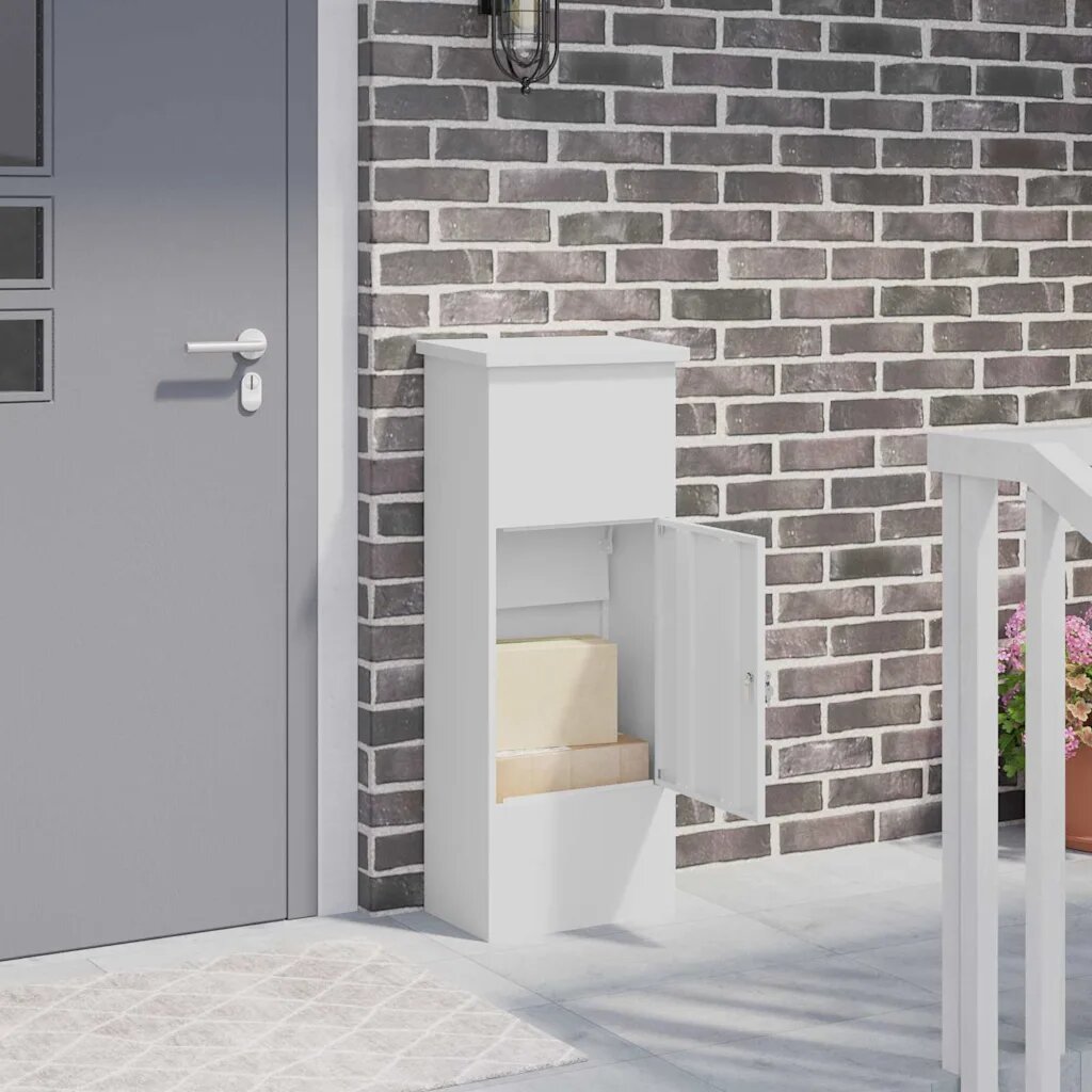 vidaXL Пощенска кутия за пратки Бяло 445 x 29 x 1105 см Стомана