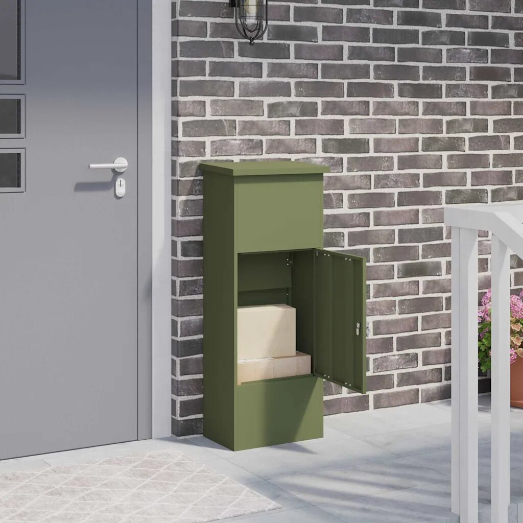vidaXL Пощенска кутия за пратки Маслиненозелен 445 x 29 x 1105 см