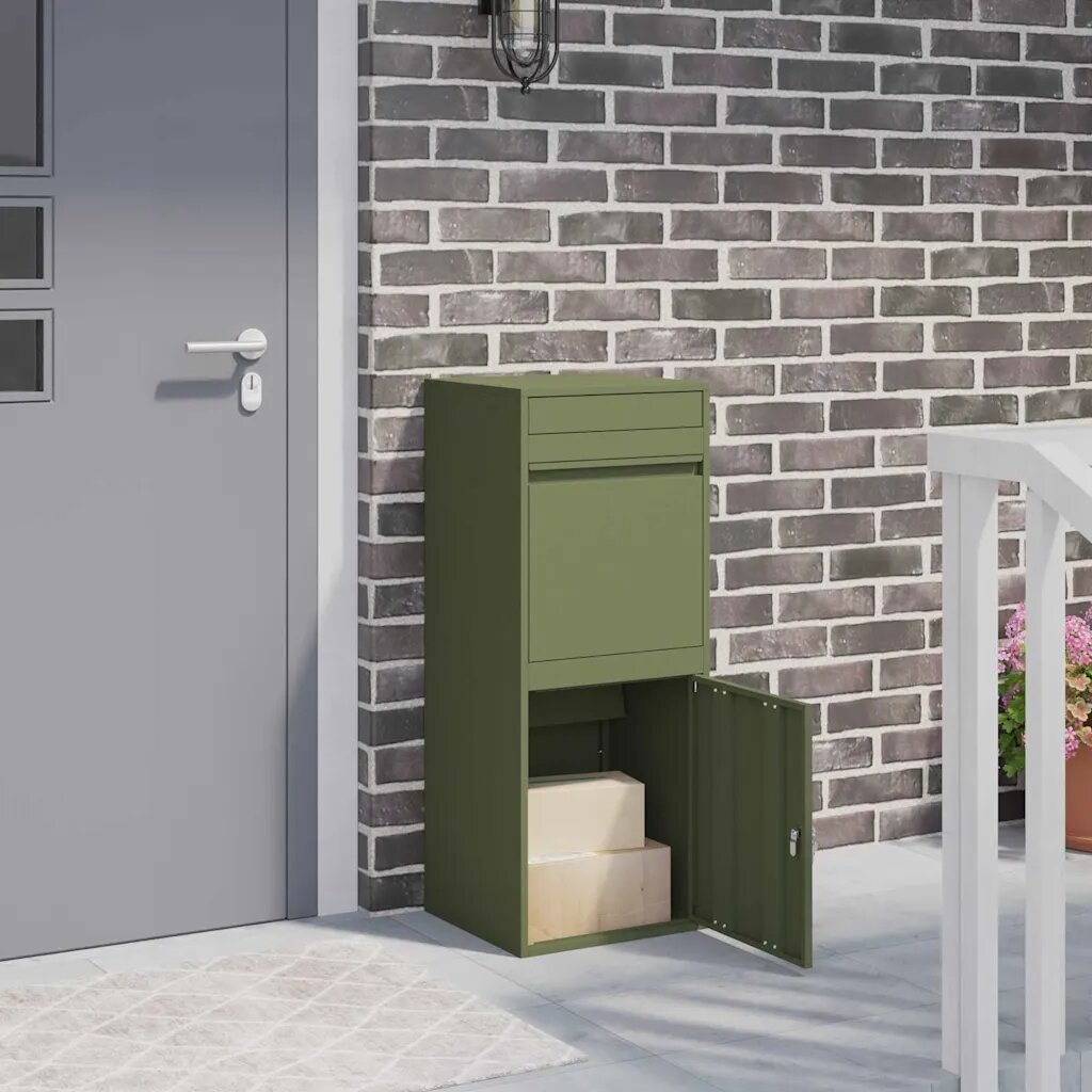 vidaXL Пощенска кутия за пратки Маслиненозелено 41 x 38 x 103 см