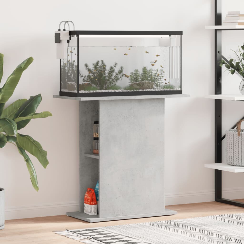 vidaXL Поставка за аквариум бетонно сив 75x36x725 см инженерно дърво
