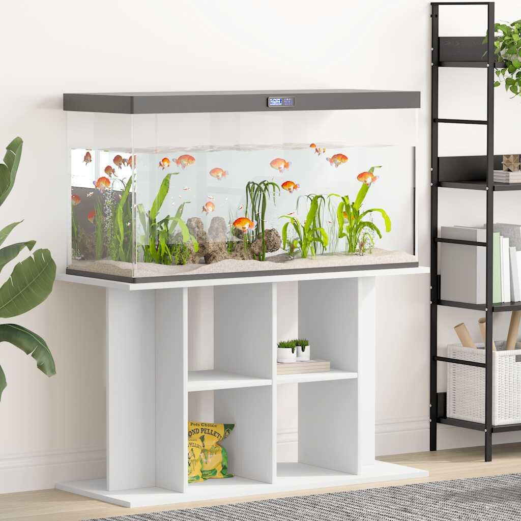 vidaXL Поставка за аквариум бяла 100x40x60 см инженерно дърво