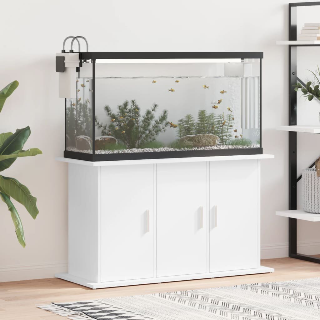 vidaXL Поставка за аквариум бяла 101x41x58 см инженерно дърво