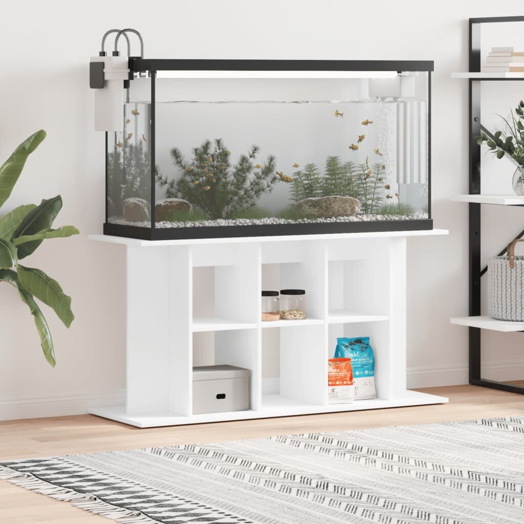 vidaXL Поставка за аквариум бяла 120x40x60 см инженерно дърво