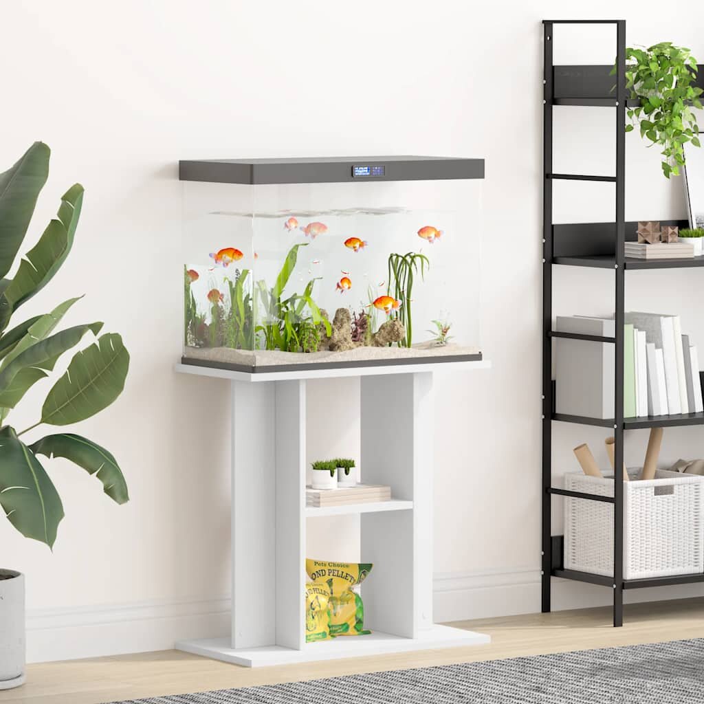 vidaXL Поставка за аквариум бяла 60x30x60 см инженерно дърво