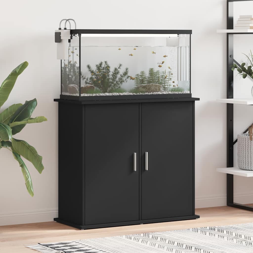 vidaXL Поставка за аквариум бяла 81x36x73 см инженерно дърво