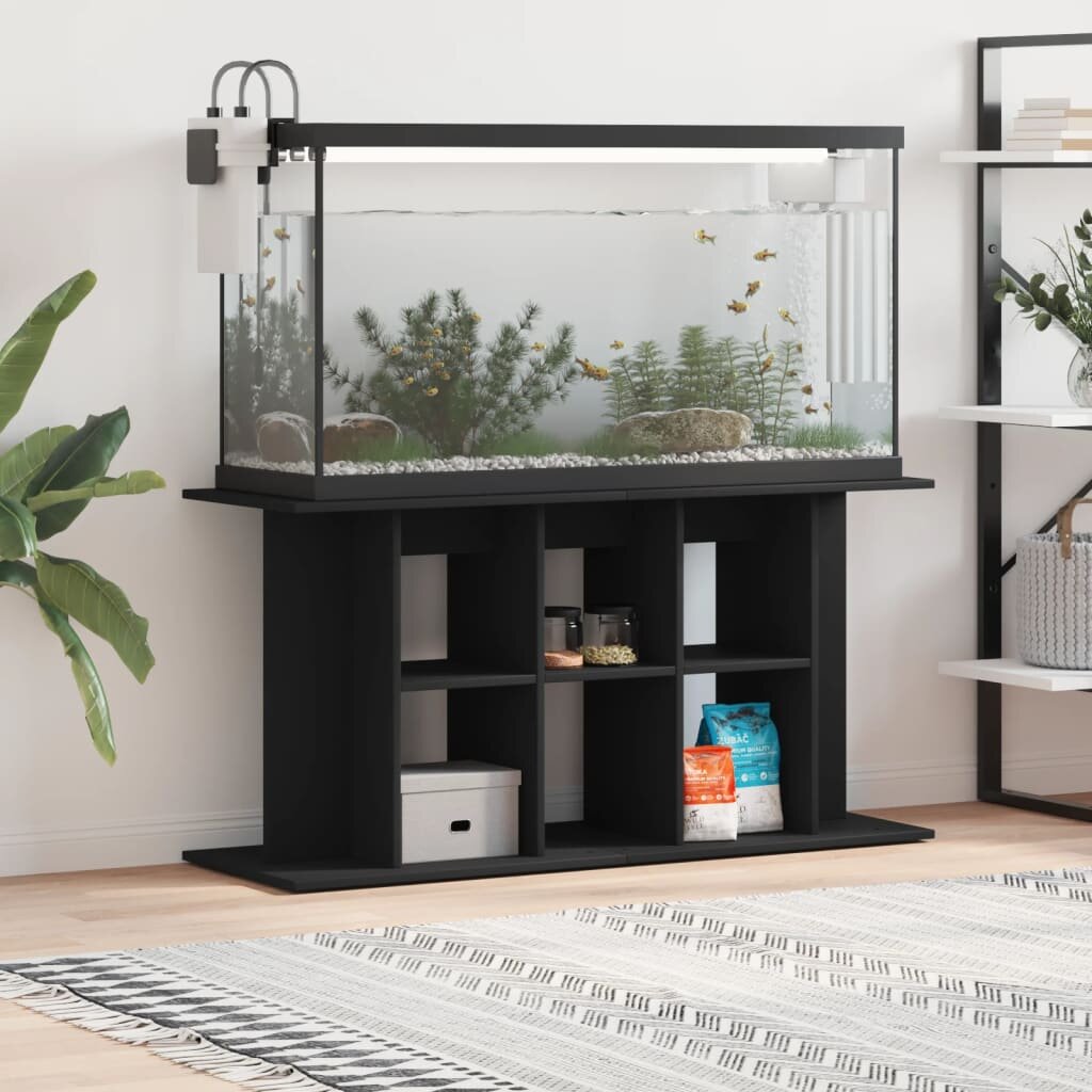 vidaXL Поставка за аквариум черна 120x40x60 см инженерно дърво