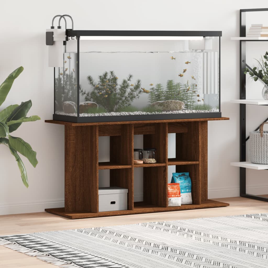 vidaXL Поставка за аквариум кафяв дъб 120x40x60 см инженерно дърво
