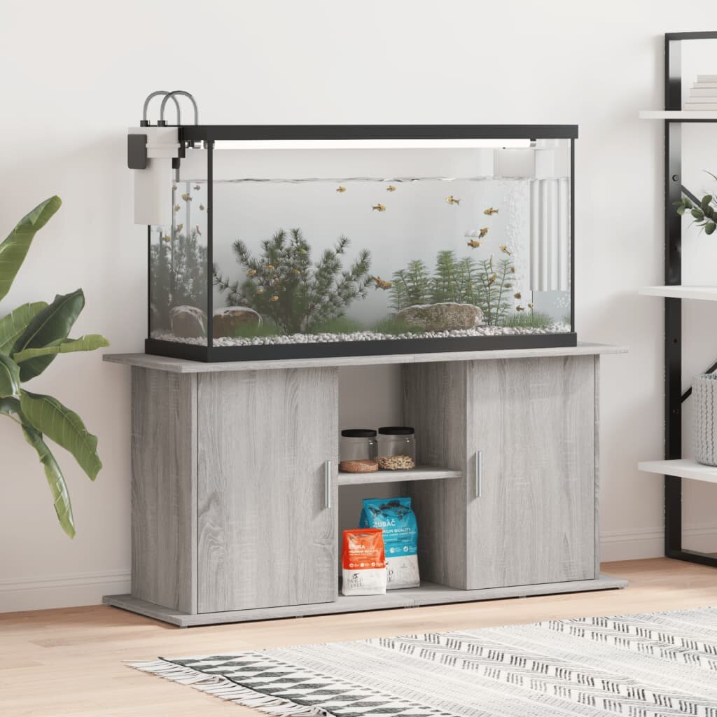vidaXL Поставка за аквариум сив сонома 121x41x58 см инженерно дърво