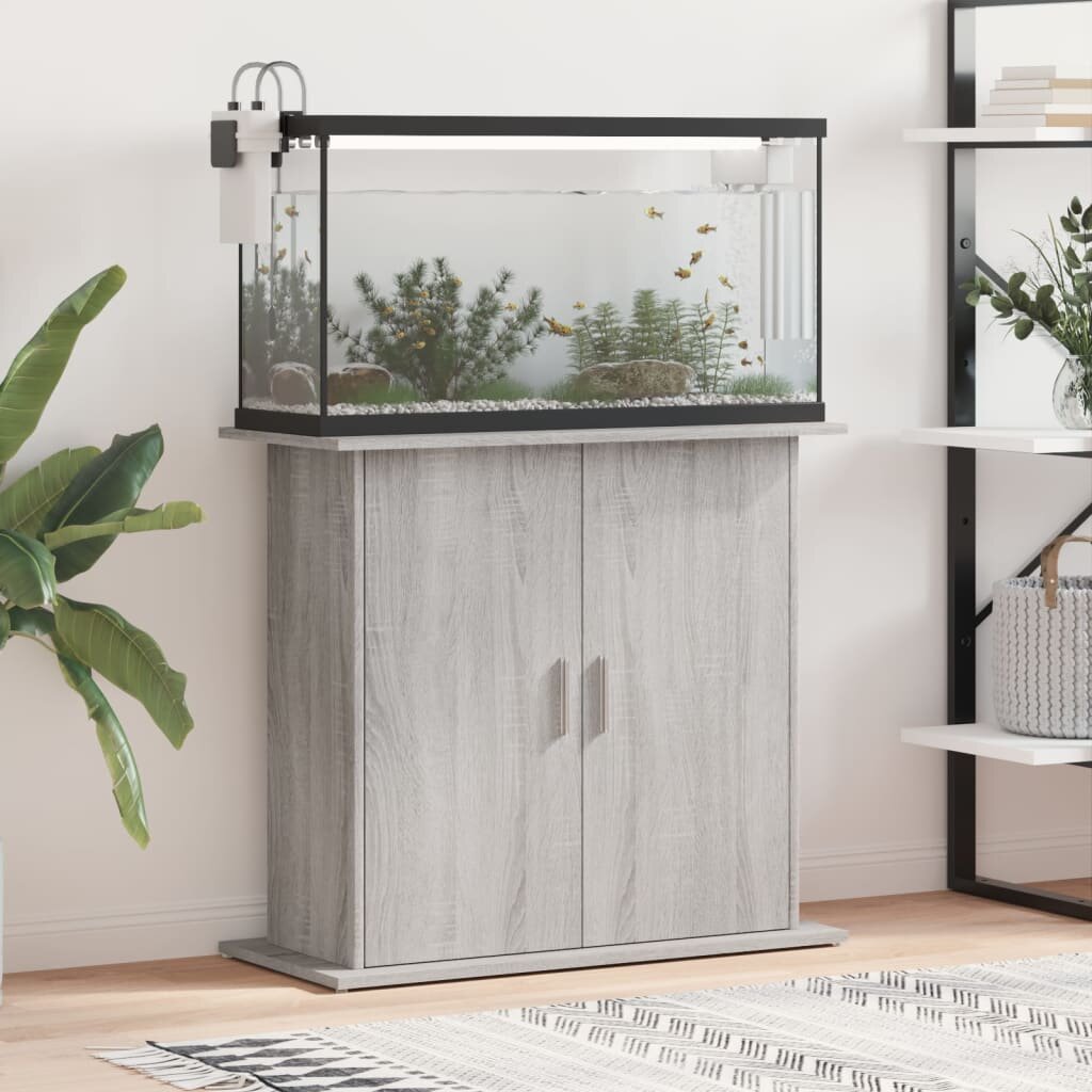 vidaXL Поставка за аквариум сив сонома 81x36x73 см инженерно дърво