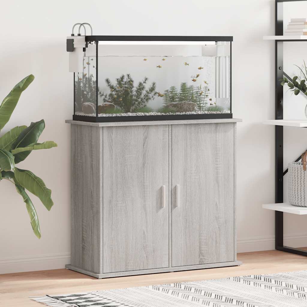 vidaXL Поставка за аквариум сив сонома 81x36x73 см инженерно дърво
